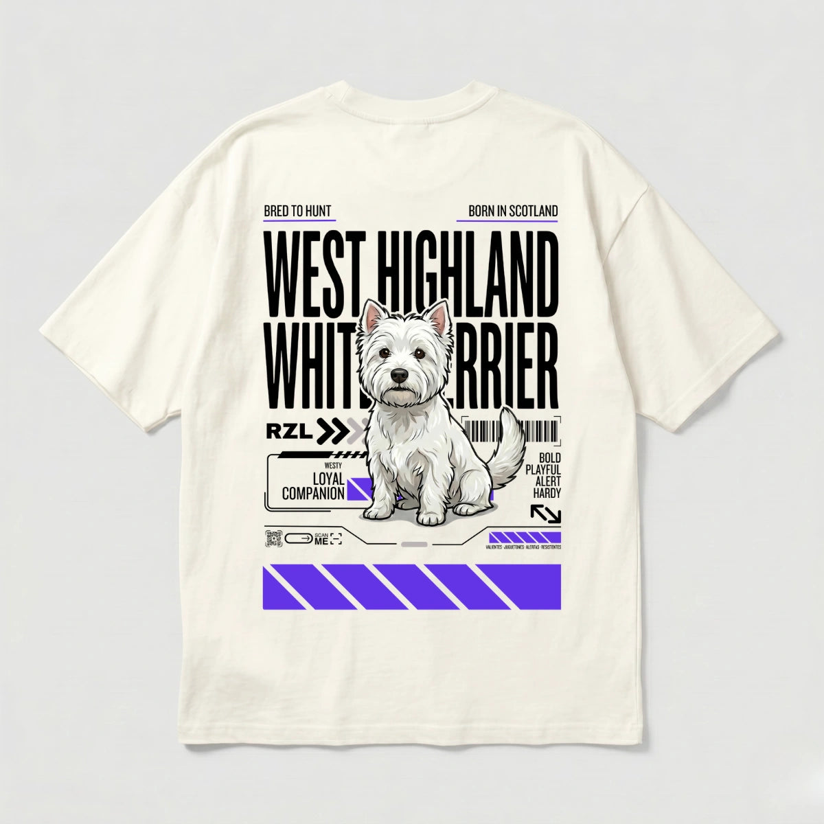 Camiseta Estampada Westy - Oversize de RazasLovers, Blanco hueso, blanco, suave, bordado
