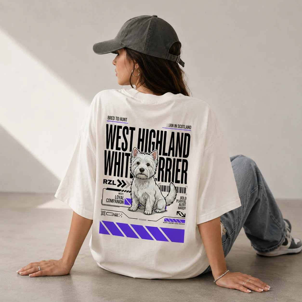 Camiseta Estampada Westy - Oversize de RazasLovers, Blanco hueso, blanco, suave, bordado