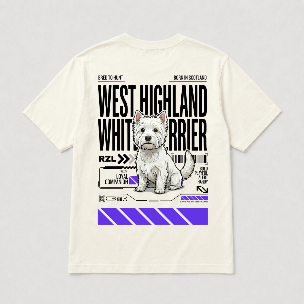 Camiseta Estampada Westy - Regular de RazasLovers, Blanco hueso, blanco, transpirable, suave