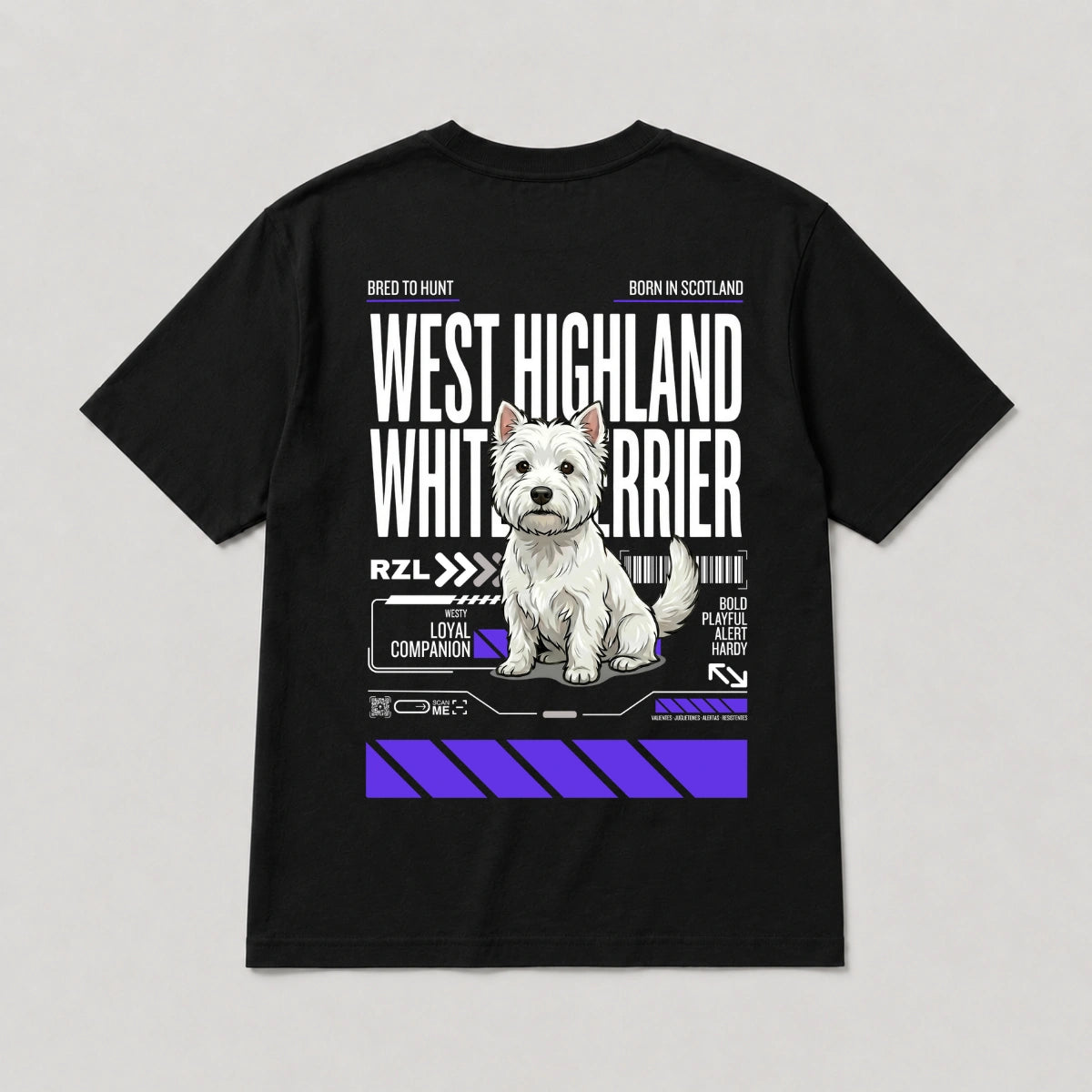 Camiseta Estampada Westy - Regular de RazasLovers, Negra, blanco, transpirable, suave
