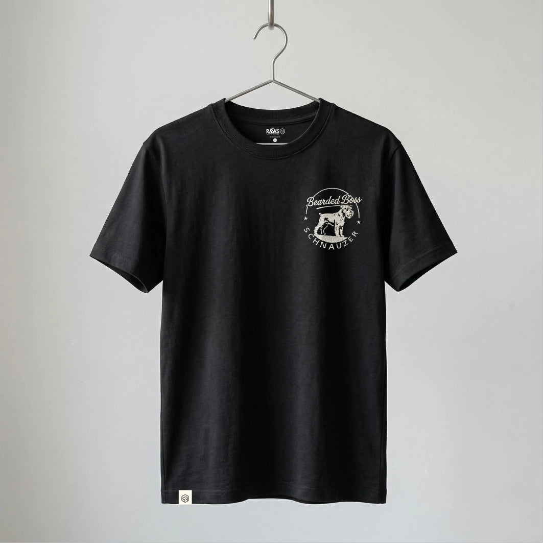 Camiseta Bordado Schnauzer - Regular Fit de RazasLovers, Negra, transpirable, suave