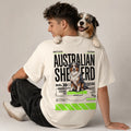 Camiseta Estampada Australian Shepherd - Oversize de RazasLovers, Blanco hueso, transpirable, suave