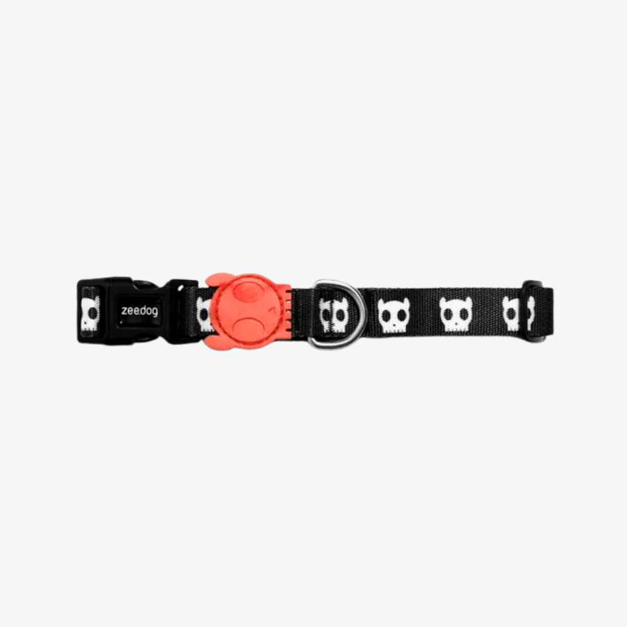 Collar Skull para perros de ZEEDOG, naranja, negro, blanco, completamente ajustable, poliéster