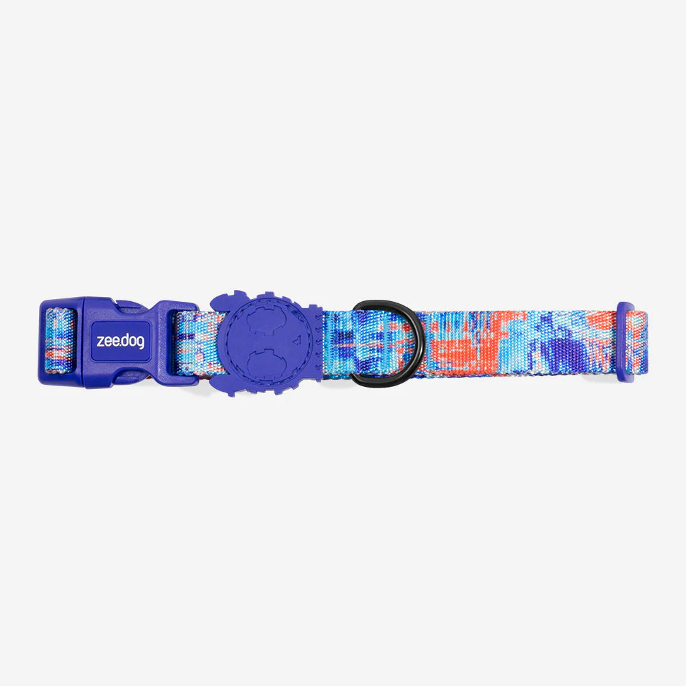 Collar para perros Error #404 de ZEEDOG, naranja, turquesa, azul, completamente ajustable, poliéster