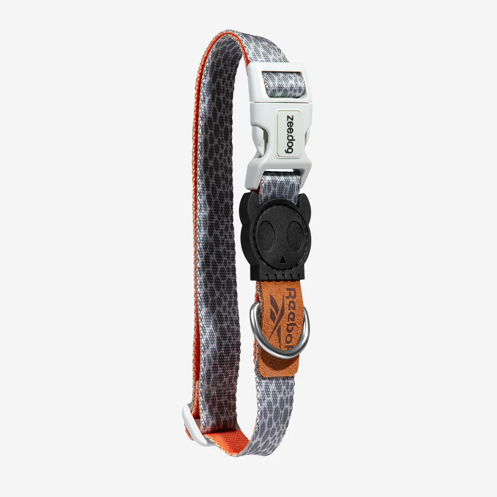 Collar para perros Suede Reebok x Zee.Dog de ZEEDOG, naranja, gris, completamente ajustable, poliéster