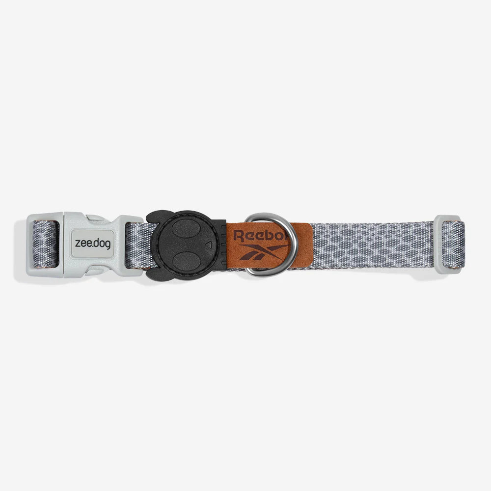 Collar para perros Suede Reebok x Zee.Dog de ZEEDOG, naranja, gris, completamente ajustable, poliéster