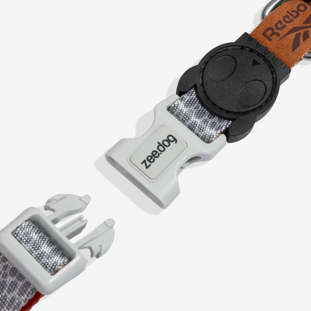 Collar para perros Suede Reebok x Zee.Dog de ZEEDOG, naranja, gris, completamente ajustable, poliéster