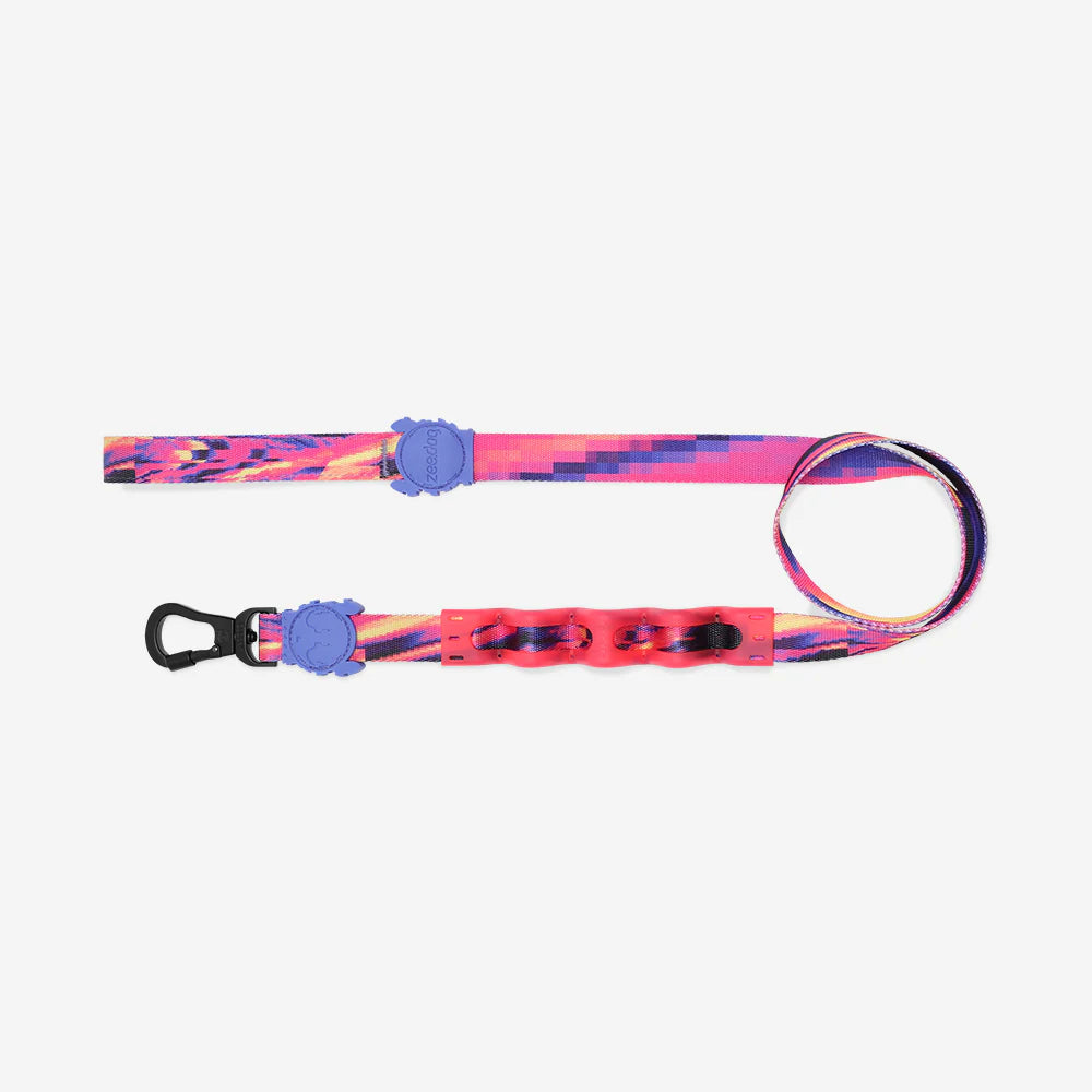 Correa para perros Antitirones Ruffleash Glitch Error #500 de ZEEDOG, amarillo, rosa, morado, acolchado