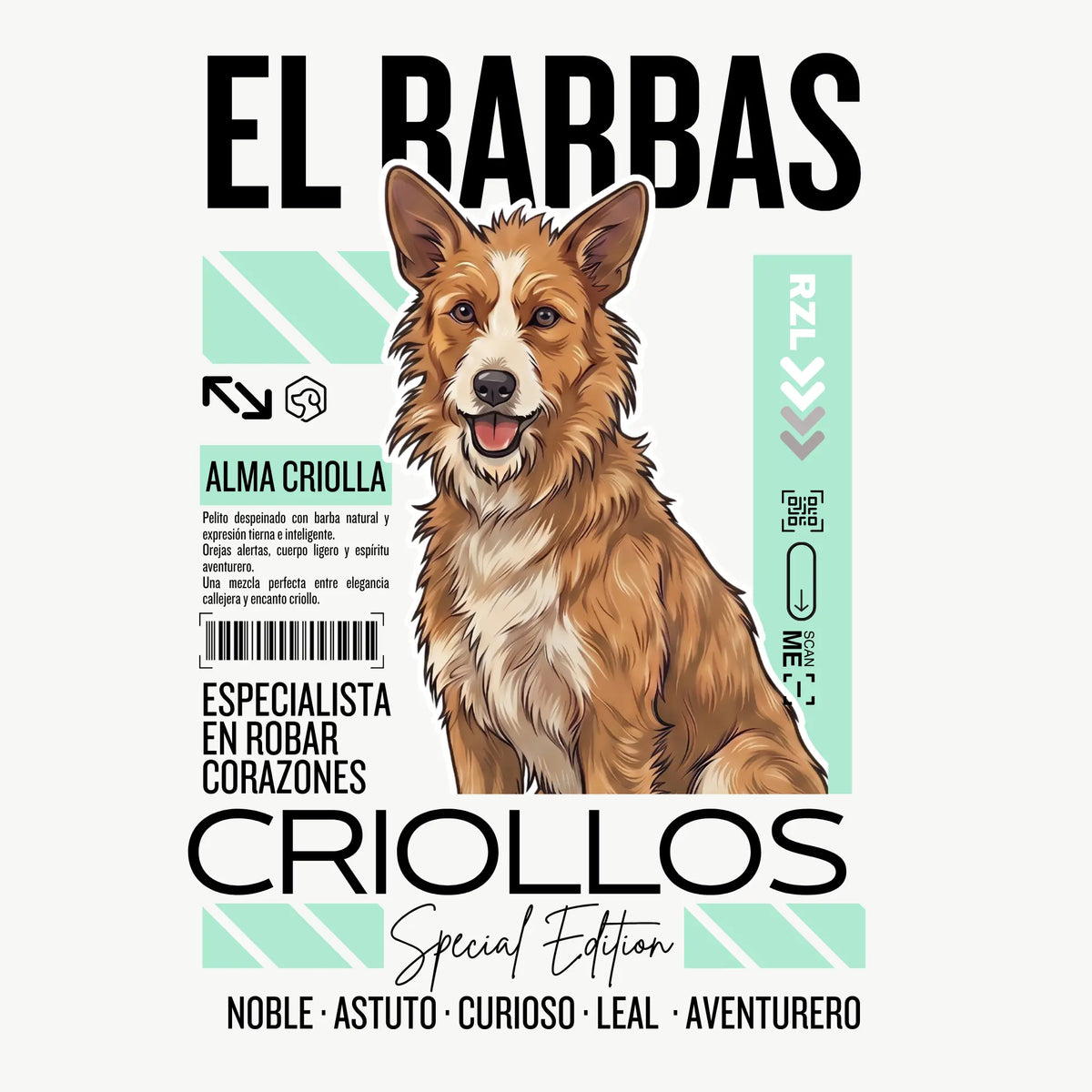 Camiseta Estampada Criollos "El Barbas" - Regular fit de RazasLovers, transpirable, suave