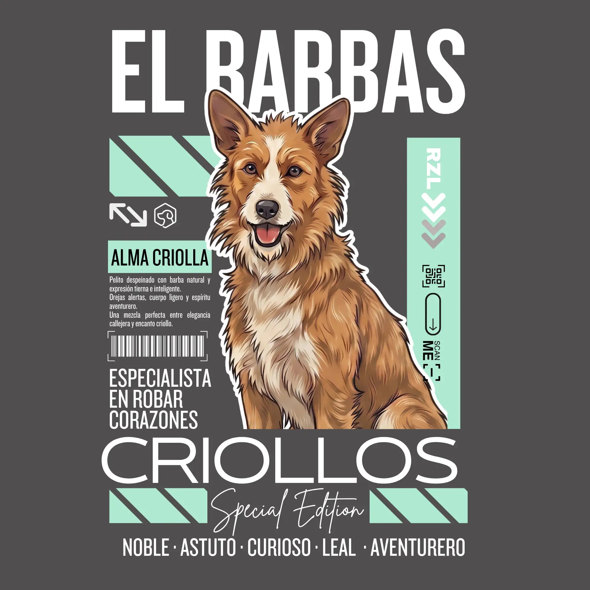 Camiseta Estampada Criollos "El Barbas" - Regular fit de RazasLovers, transpirable, suave