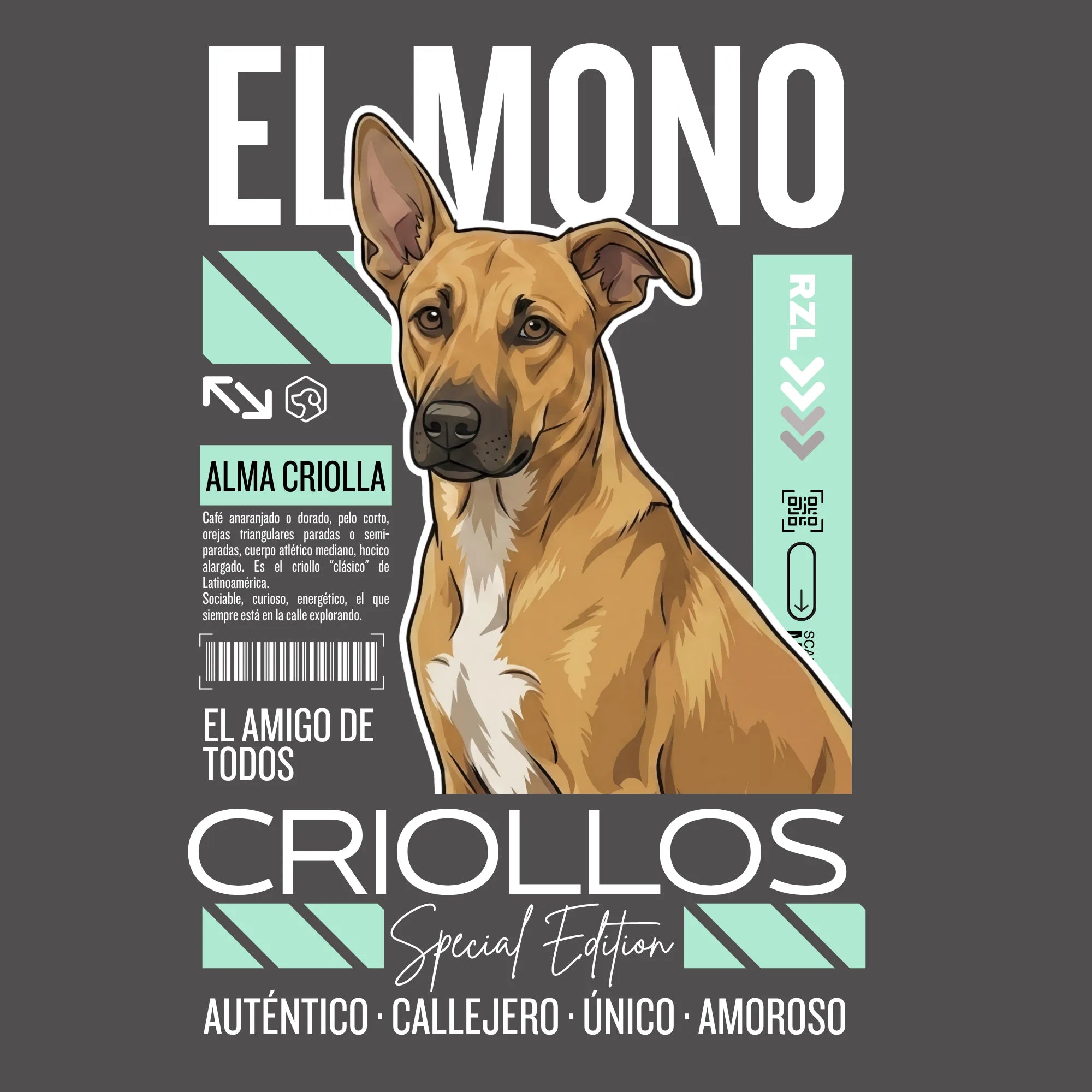 Camiseta Estampada Criollos "El mono" - Regular fit de RazasLovers, naranja, café, dorado, transpirable