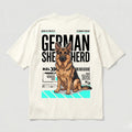 Camiseta Estampada German Shepherd - Oversize de RazasLovers, Blanco hueso, transpirable, suave
