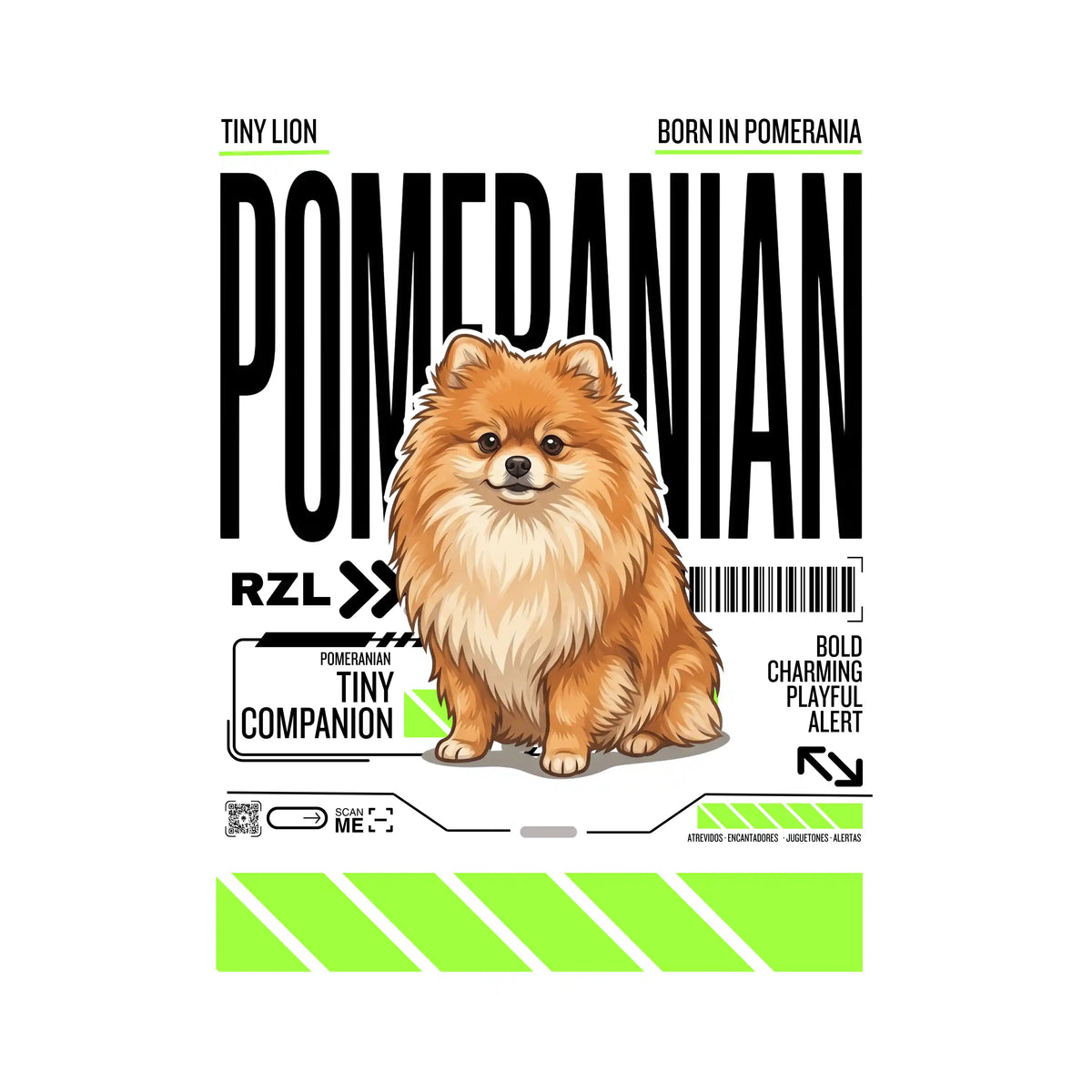 Camiseta Estampada Pomeranian - Oversize de RazasLovers, transpirable, suave