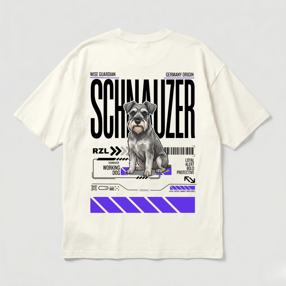 Camiseta Estampada Schnauzer - Oversize de RazasLovers, transpirable, suave