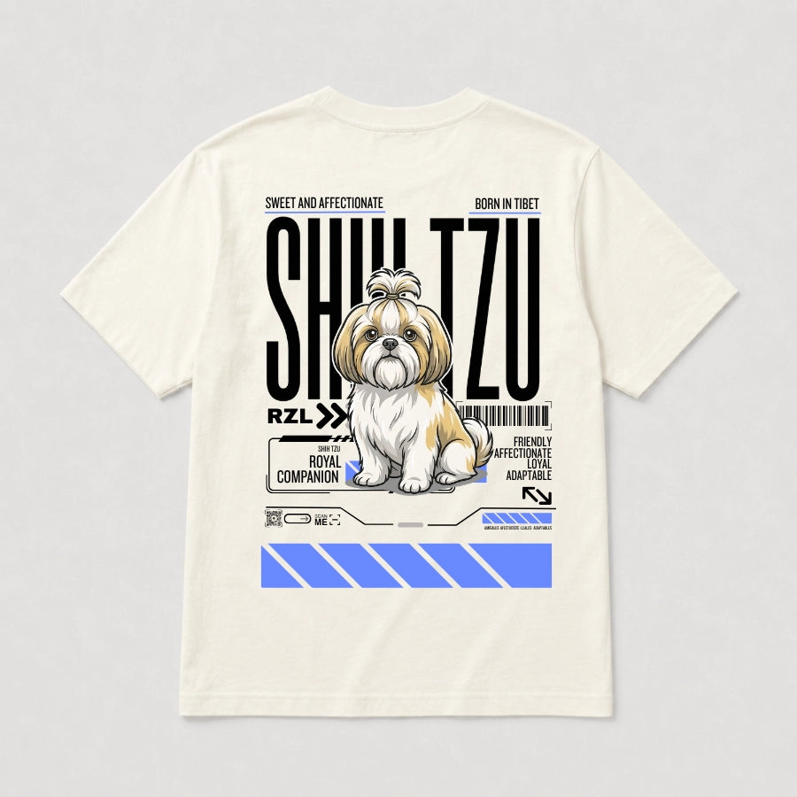 Camiseta Estampada Chih Tzu - Regular de RazasLovers, Blanco hueso, transpirable, suave