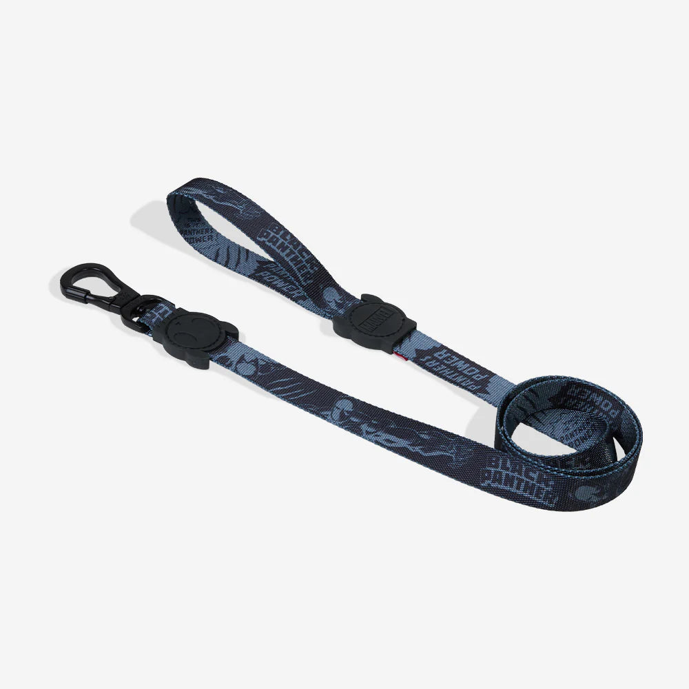 Correa BLACK PANTHER para perros de ZEEDOG, negro, gris, cierre de seguridad, poliéster
