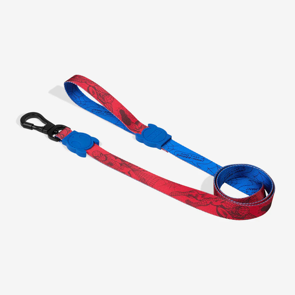Correa SPIDERMAN para perros de ZEEDOG, azul, negro, rojo, poliéster, suave