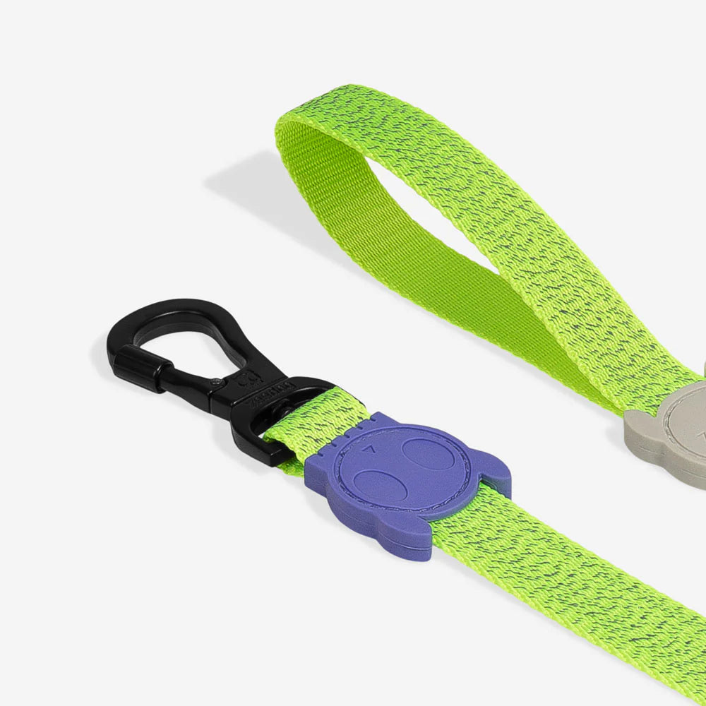 Correa NOX LUMEN reflectiva para perros de ZEEDOG, verde, morado, poliéster, suave, vista principal